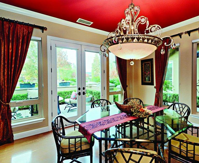 French Doors with Sidelights in Interior Dining Room