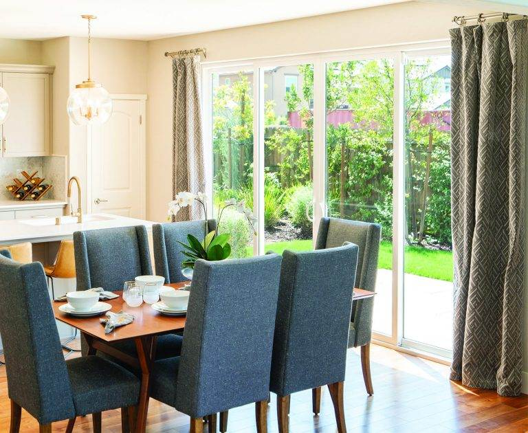 Multi-Panel Sliding Doors in Interior Dining Room